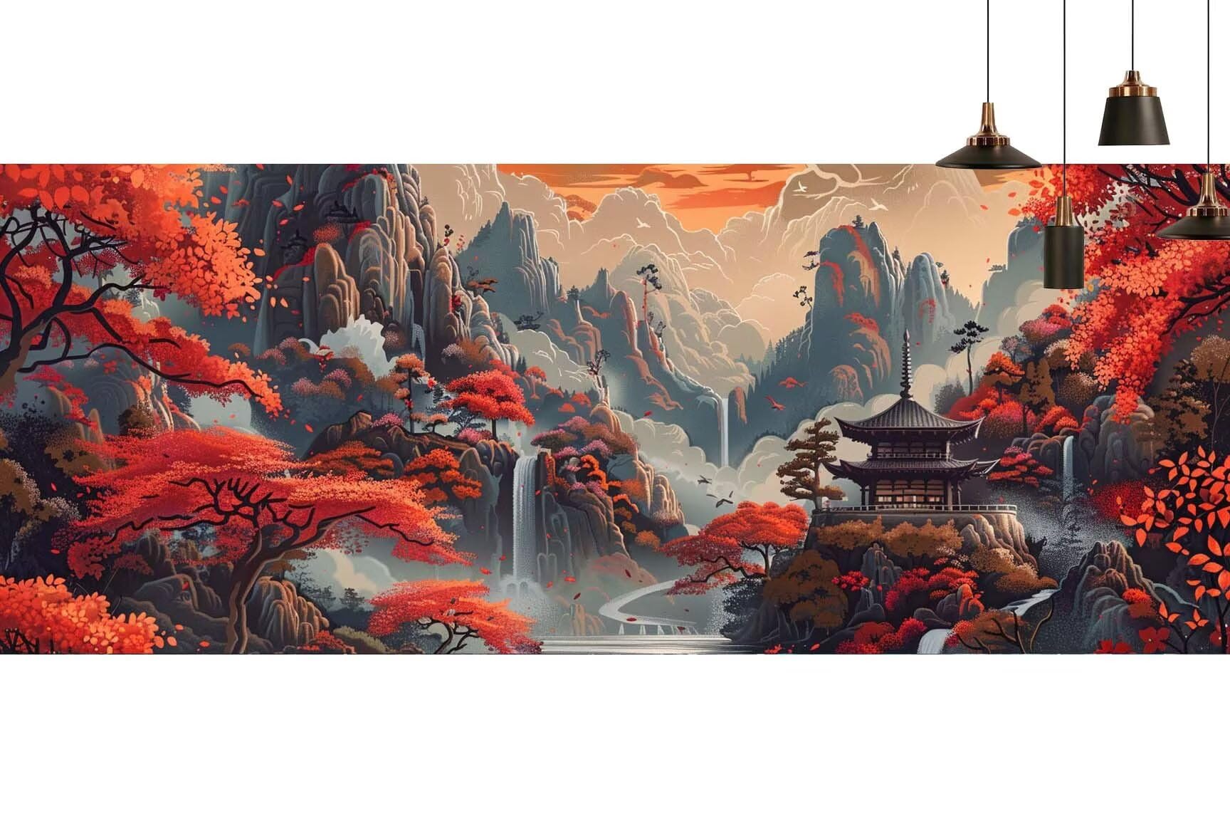 Japon Diamond Painting Paysage Diamond Painting Enfant Broderie Kit Complet, 5D Peinture Diamant Point de Croix Cristal Artisanat,DIY Tableau Strass Diamant Canevas Débutant Kit, Gifts 50x150cm M672
