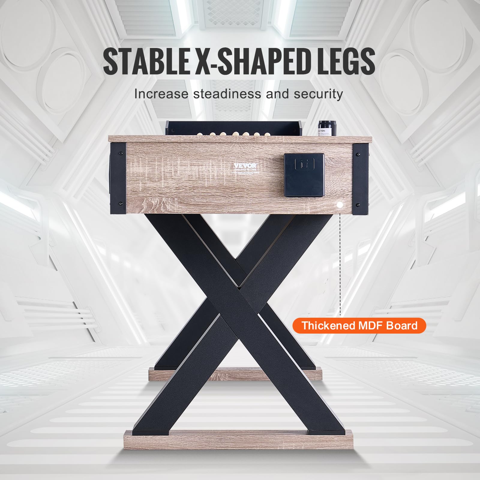 VEVOR 274,5 cm stół do shuffleboardingu z diodą LED, 2 w 1 stół do gry w kufle i kręgle, zestaw do shuffleboardingu, z odpornym na zarysowania placem zabaw i 8 kloszami, dla przyjaciół rodziny