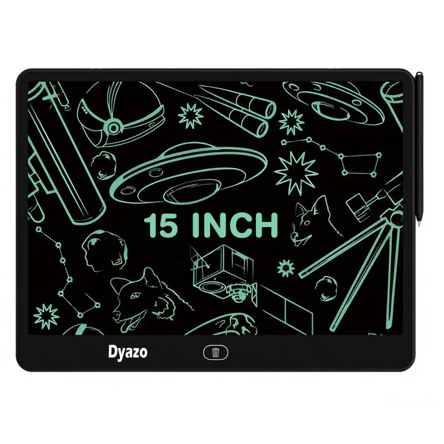 Dyazo 15 Inch LCD Re-Writing Tablet Pad with Stylus Pen | Lightweight and Portable Magic Slate Design for Drawing, Handwriting, Playing, Digital Notepad for Kids and Students | Black