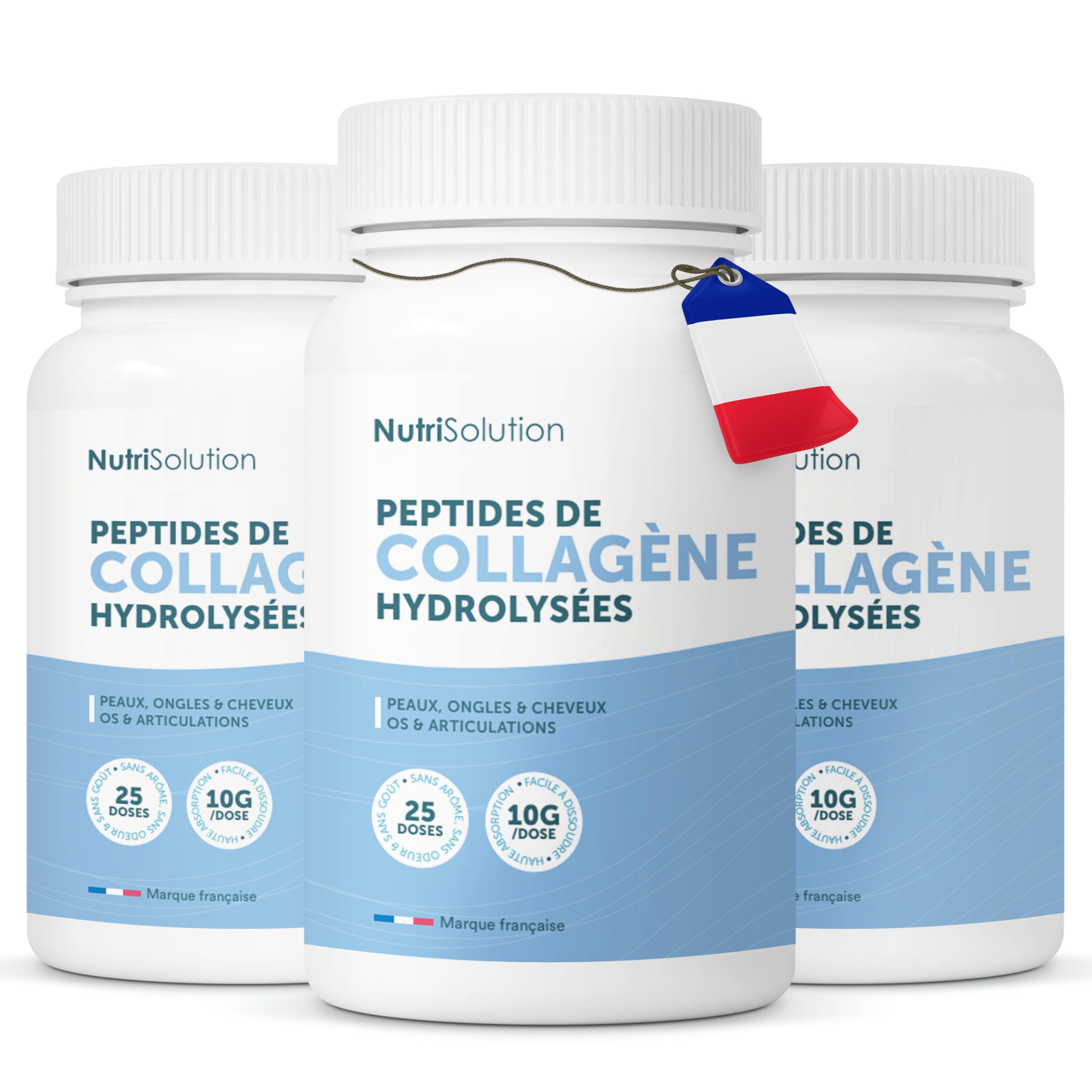 NutriSolution Peptides de Collagène Hydrolysé - Collagène Bovin Type I & III Nourri à l'Herbe pour Peau, Cheveux, Ongles, Articulations & Os - Sans Saveur, Sans Sucre, 25 Doses - Fabriqué en Suède (3)