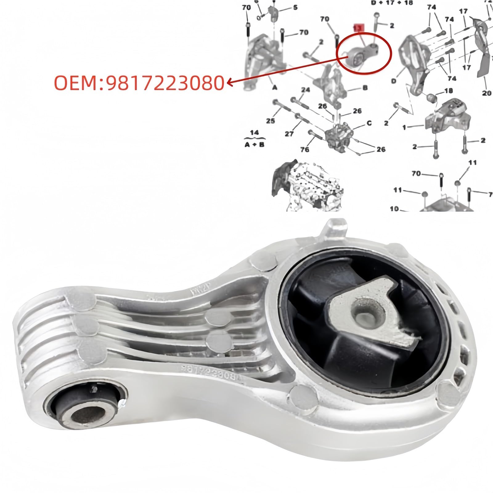 Wspornik Mocowania Silnika Pasuje do Peugeot DS7 5008, wspornik przeciwskrętny silnika 9817223080