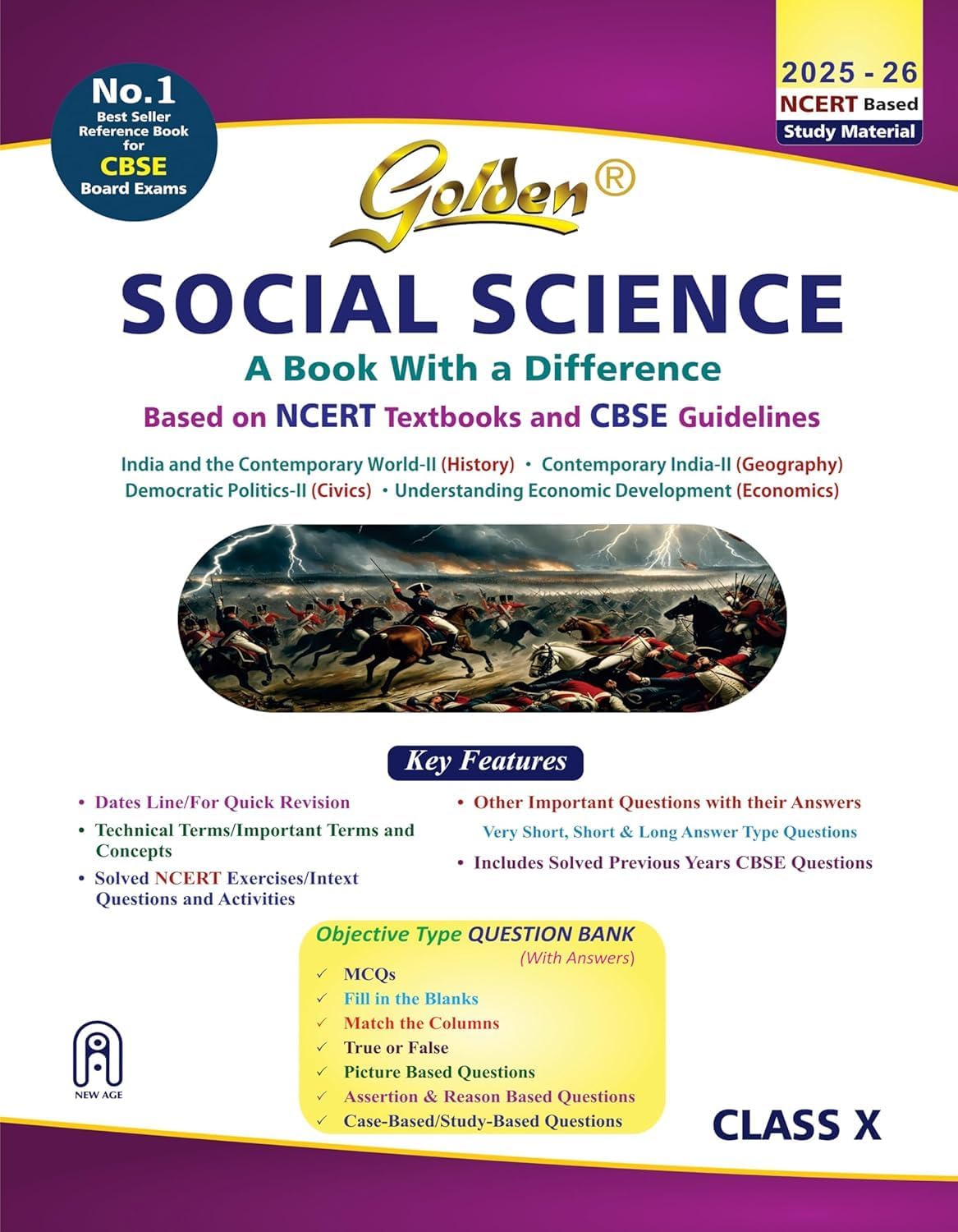 ( New Age ) Golden Social Science Study Material Based on NCERT for Class-10 | For CBSE 2026 Board Exams | Objective Type Question | Solved NCERT ... Paper Solved | Assertion & Case Based, AZG