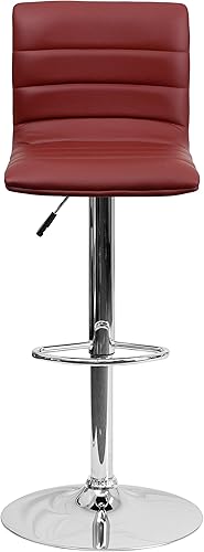Miniatura 40 de Flash Funiture silla de bar ajustable con base cromada, Vinilo, Negro Negro -,Blanco,Marrón,Borgoña,Verde,Gris,Naranja,Púrpura,Rojo