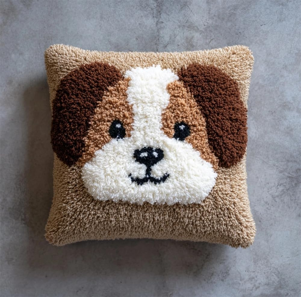 kitphoenix Latch Hook Cushion Kit, Puppy