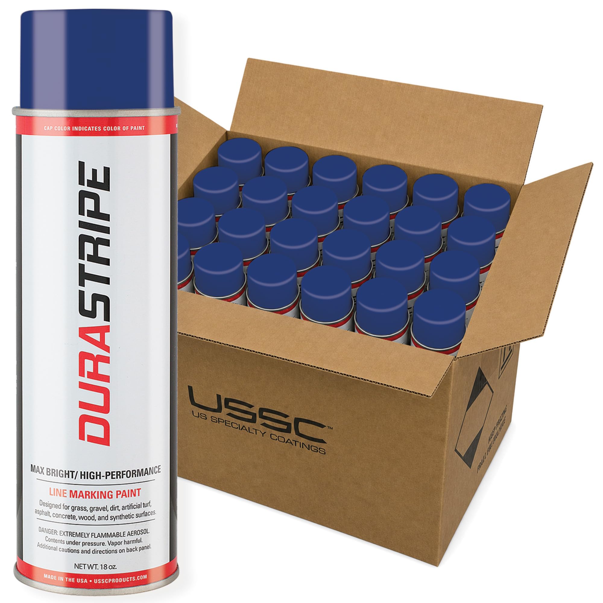 Athletic Field Marking Paint – 2 Cases of 12 T-Tip Spray Cans (24 Total), 18 oz Each – Bright, Durable Field Striping Paint (Navy Blue)