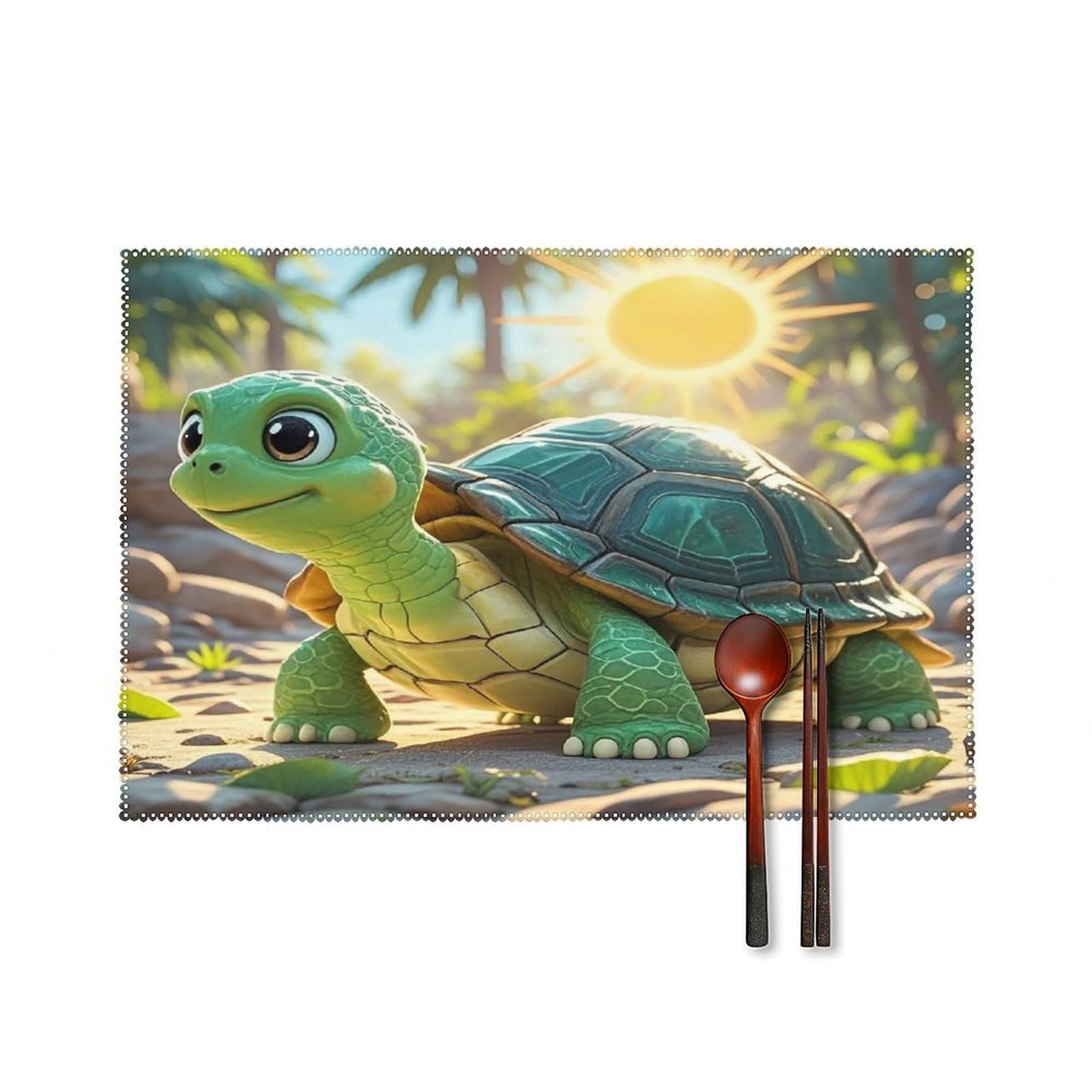 Turtle Placemats Set of 6 Washable Farmhouse Dining Table Mat Non Slip Heat Resistant Non-Slip Place Mats Easy Clean Table Protective Placemats for Indoors & Outdoors