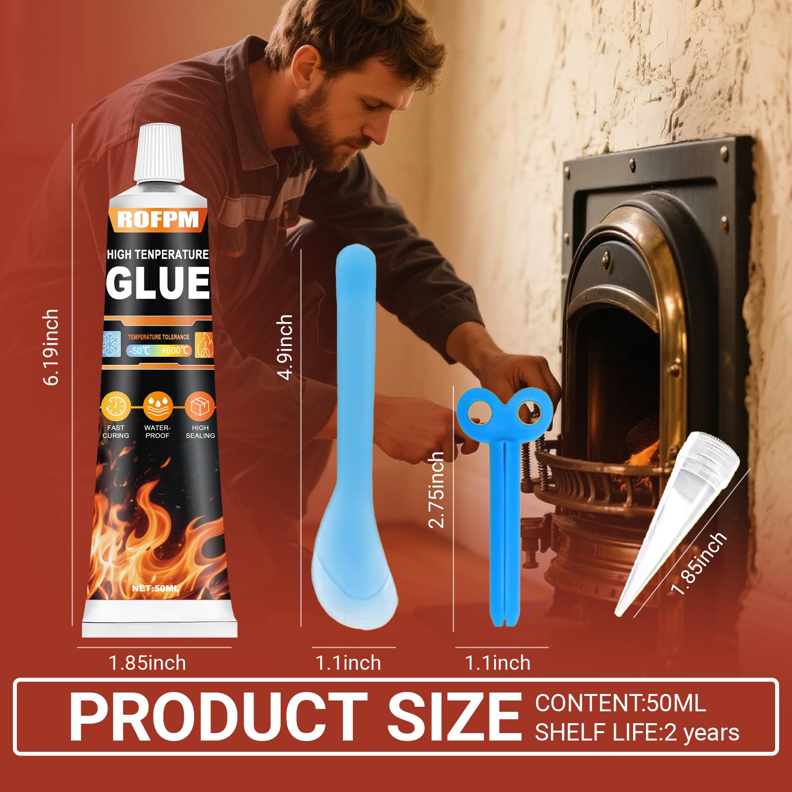 Colla Alta Temperatura, Nero Silicone Alte Temperature 600 Gradi, Resistente al Calore, Colla per Cavi di Tenuta, Ideale per Cielo Auto, Porta Forno, Stufa, Camino, Vetro, Motori