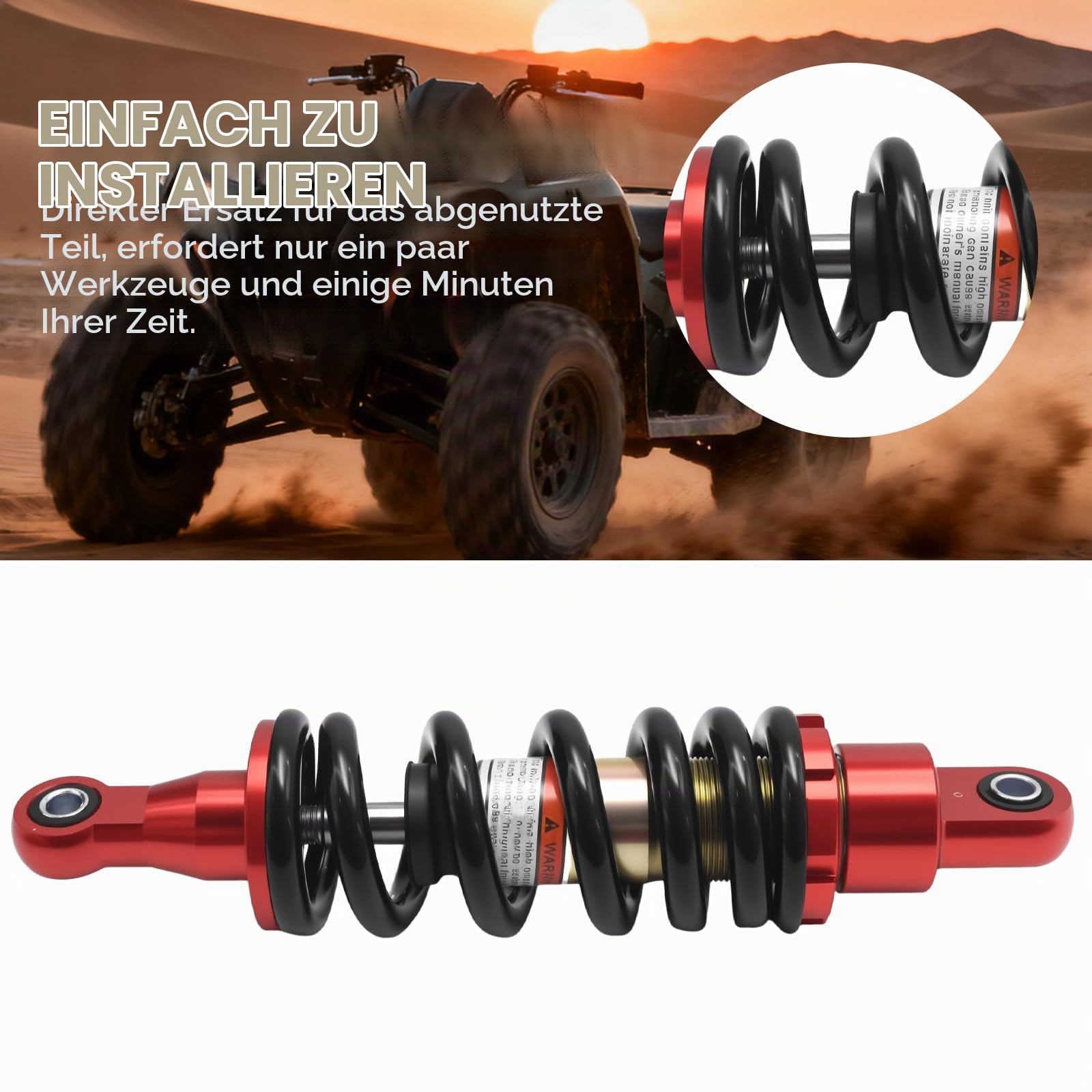 Hoypeyfiy 270 mm 980 lb 10 mm Bohrung Motorrad-Stoßdämpfer Hinten, Universeller Moped-Federstoßdämpfer, geeignet für 70 ccm, 90 ccm, 110 ccm, 125 ccm, 150 ccm Dirt Pitbikes