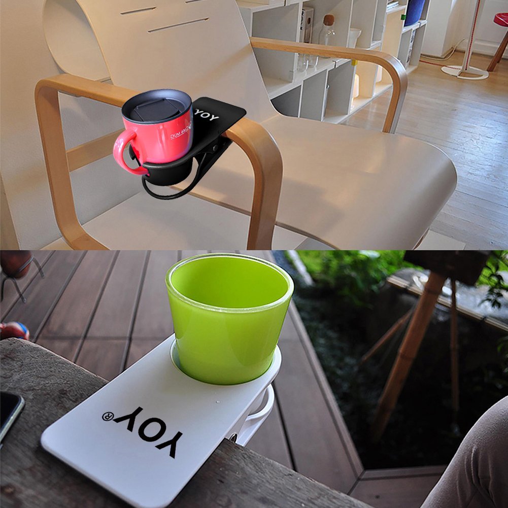 Porte-Gobelet Clip Bureau – Support Tasse Café/Bouteille à Fixer Sur Table – Noir – Pratique Maison & Bureau