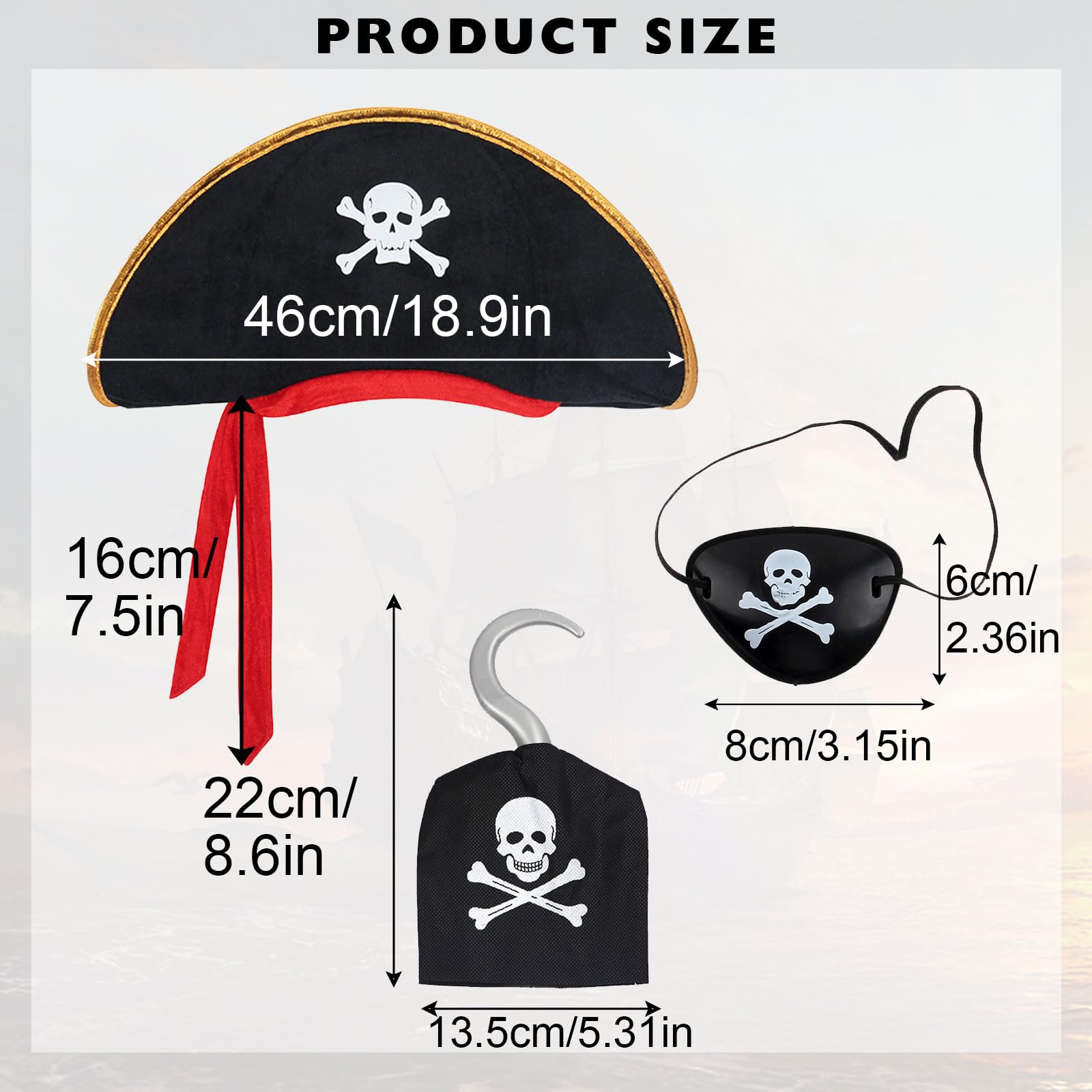 FUIPVGI 3 Pieces Pirate Accessories - Image 2