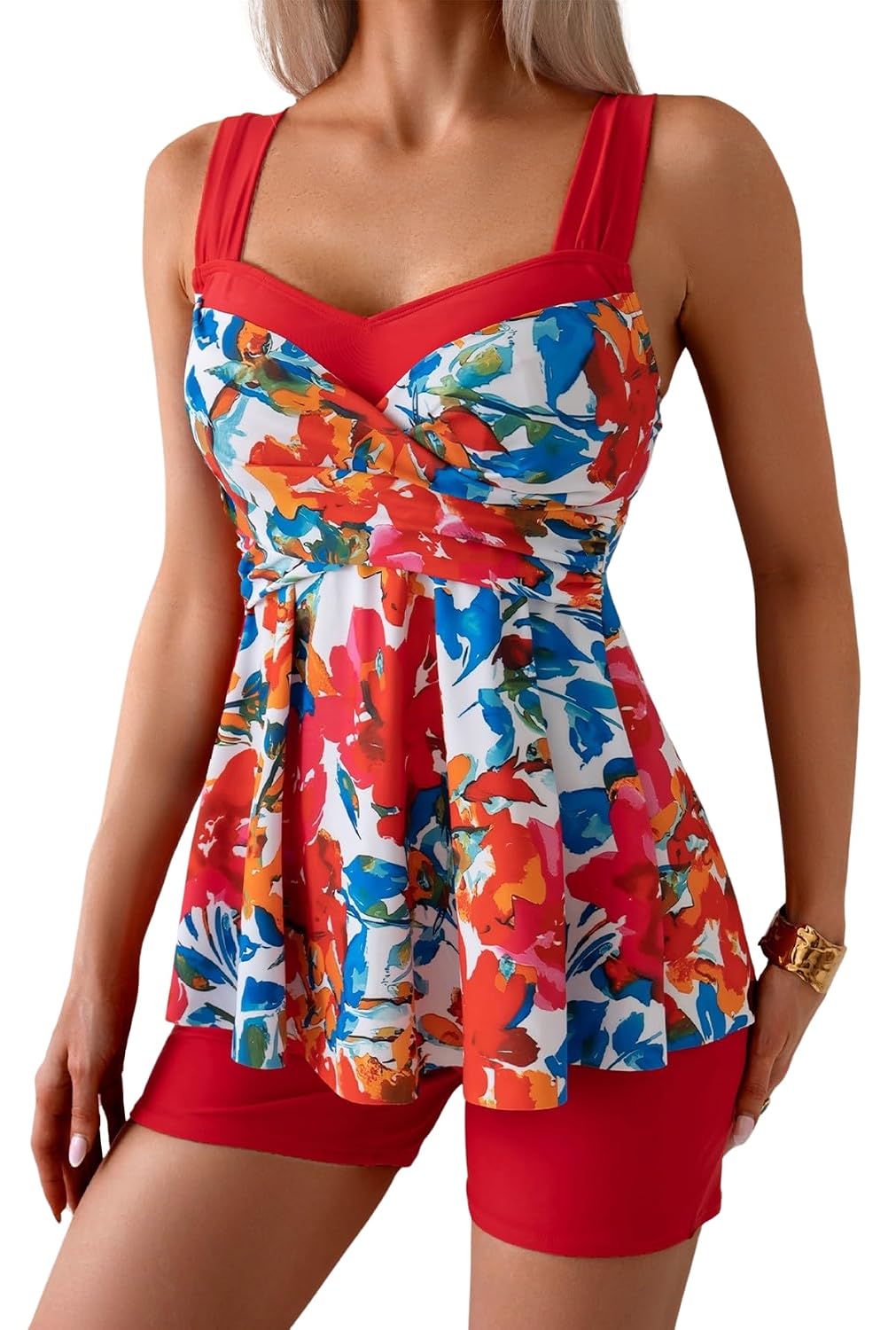 B2prity Tankini Swimsuits for Women Tummy Control Two Piece Modest Bathing Suits Floral Skirt Top with Boyshorts - Review, Price and Buying Guide