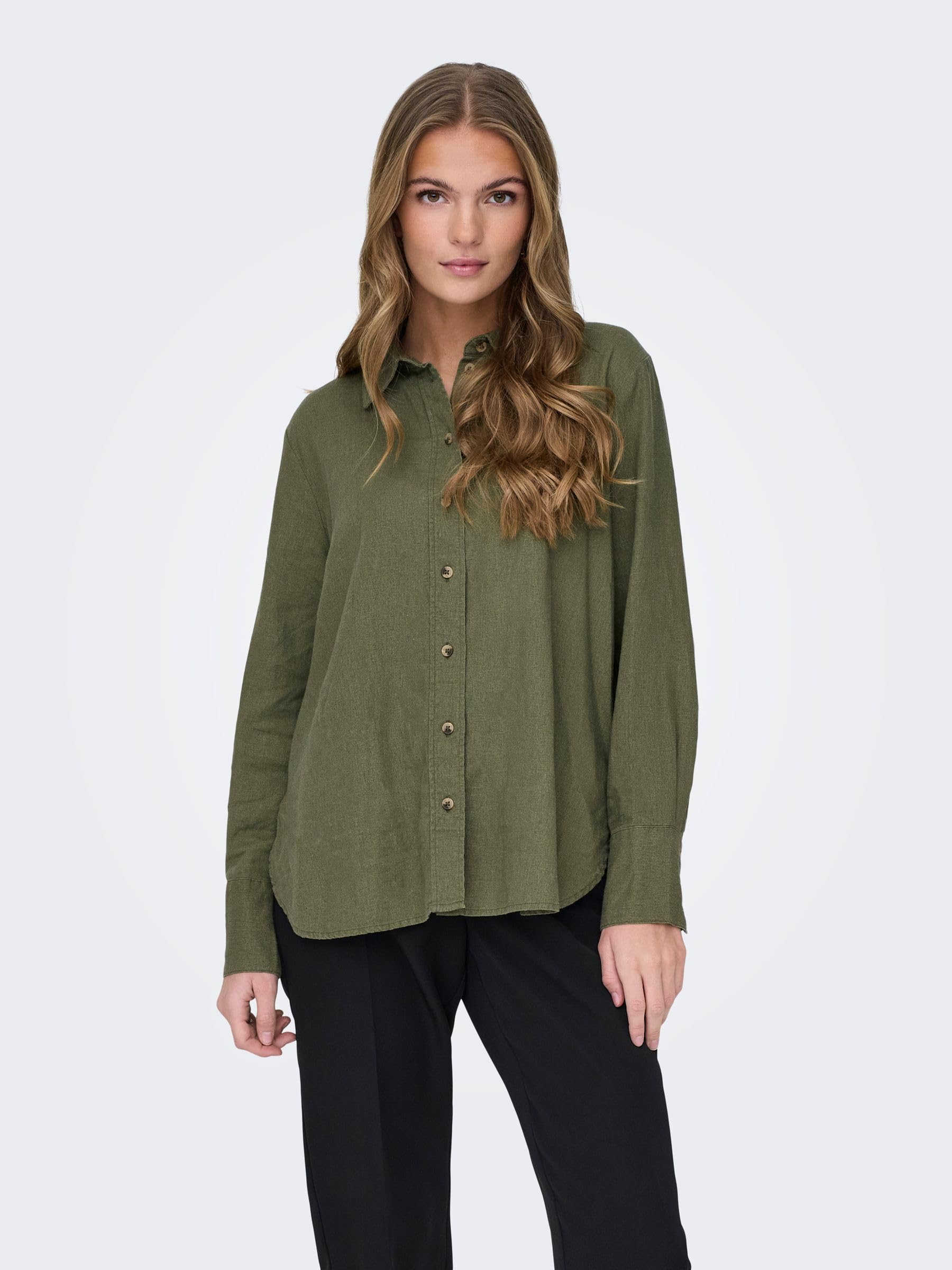 JDY SAY L/S Linen Loose Shirt WVN NOOS, Kalamata, M