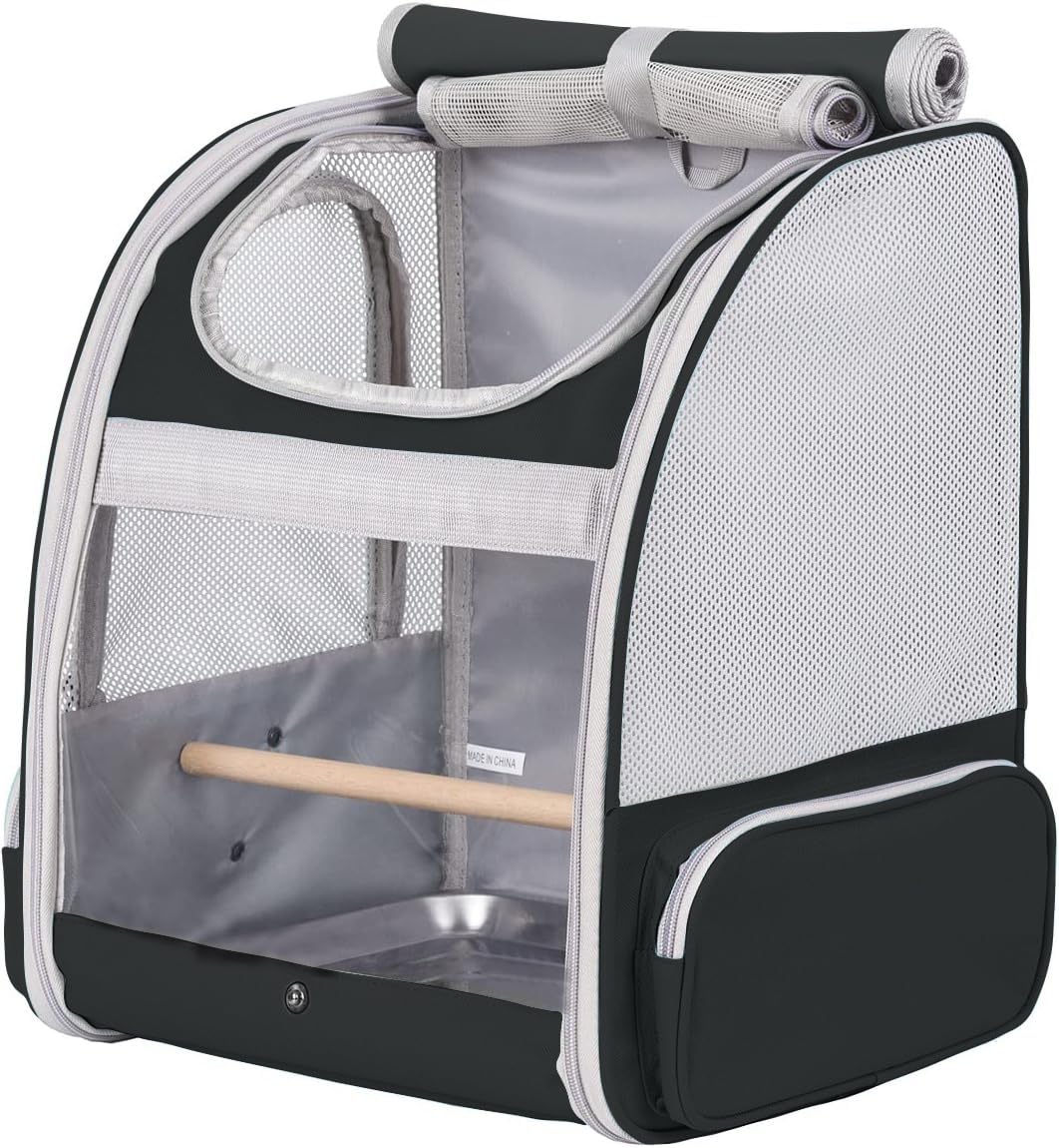 Mochila transportadora para pájaros con soporte para pájaros, mochila de viaje para senderismo, mochila de pájaro verde aprobada por aerolíneas