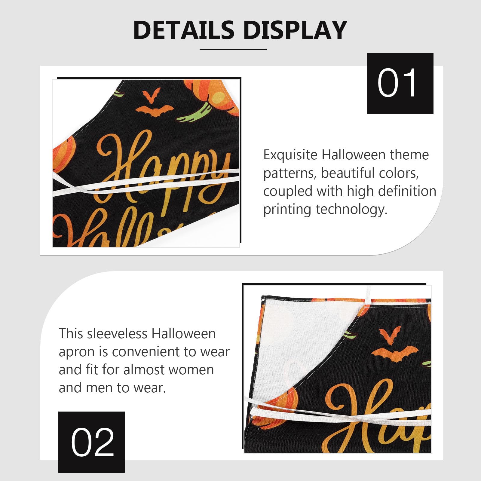 Abaodam 8 Pezzi Grembiule da Cucina Halloween Motivo Zucca, Cotone e Lino, Cinturino Regolabile e Comodo, per Feste a Tema Halloween e Uso Domestico