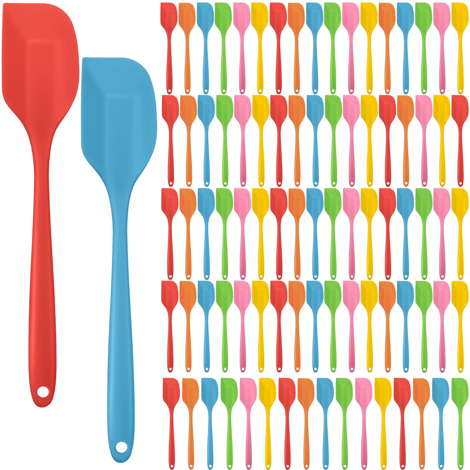 Irenare Mini-Silikon-Spatel, 21,6 cm, Gummi-Spachtel-Set, kleine, hitzebeständige Spatel, nahtloses Design, antihaftbeschichtet, flexible Schaber für Küche, Kochen, Backen, Mischwerkzeug (niedlich),