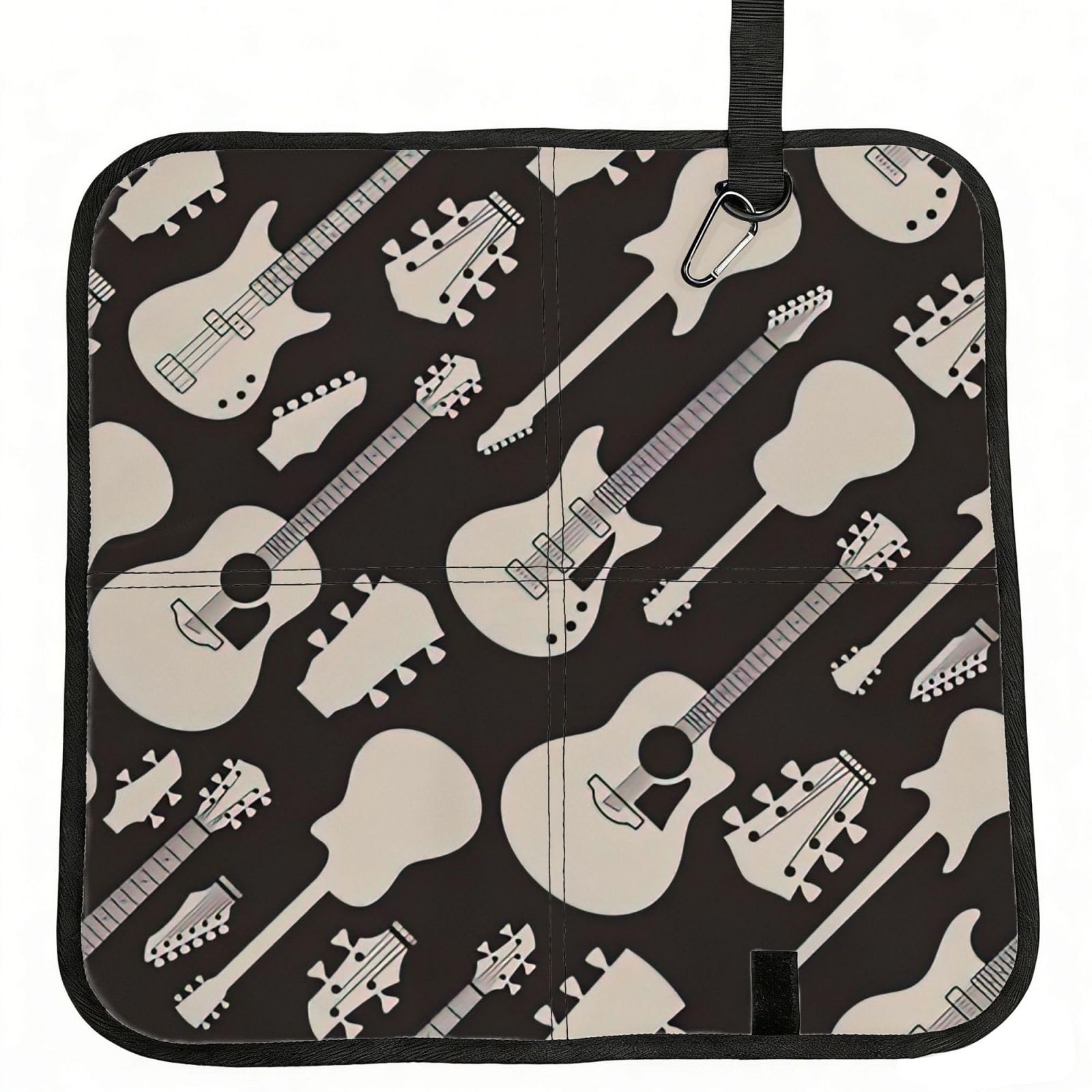 DIEzig Guitar pattern Printed Compact Foldable Sitting Pad Oxford Base, Portable Cushion for Fishing Sports Events