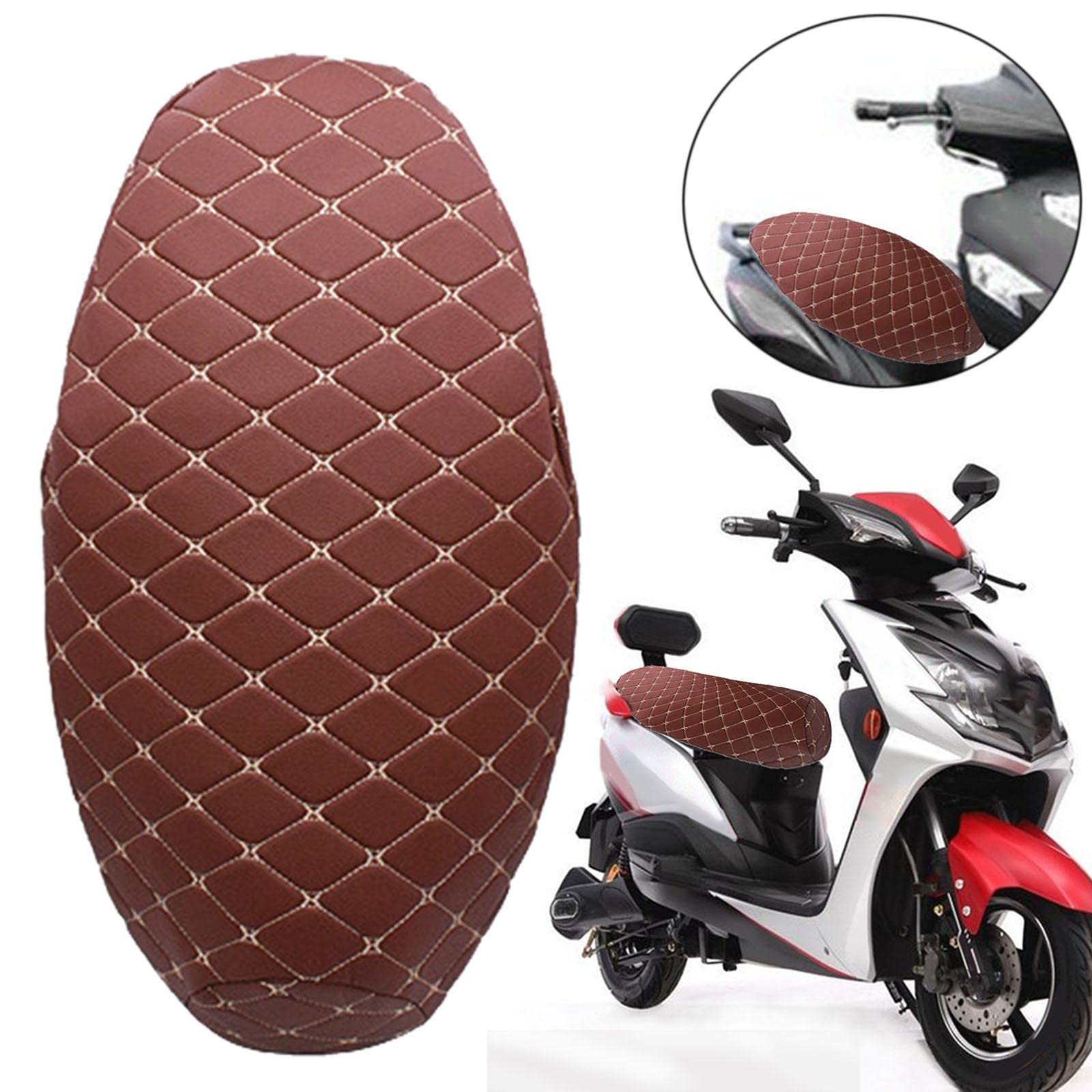 Fundas universales para asiento de moto, funda para cojín de asiento de motocicleta para exteriores, marrón L