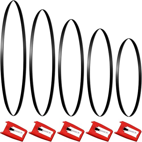 5 cinturones para tocadiscos con 5 agujas para tocadiscos, repuesto para diferentes especificaciones, cinta de casete cuadrada, grabadora de goma,