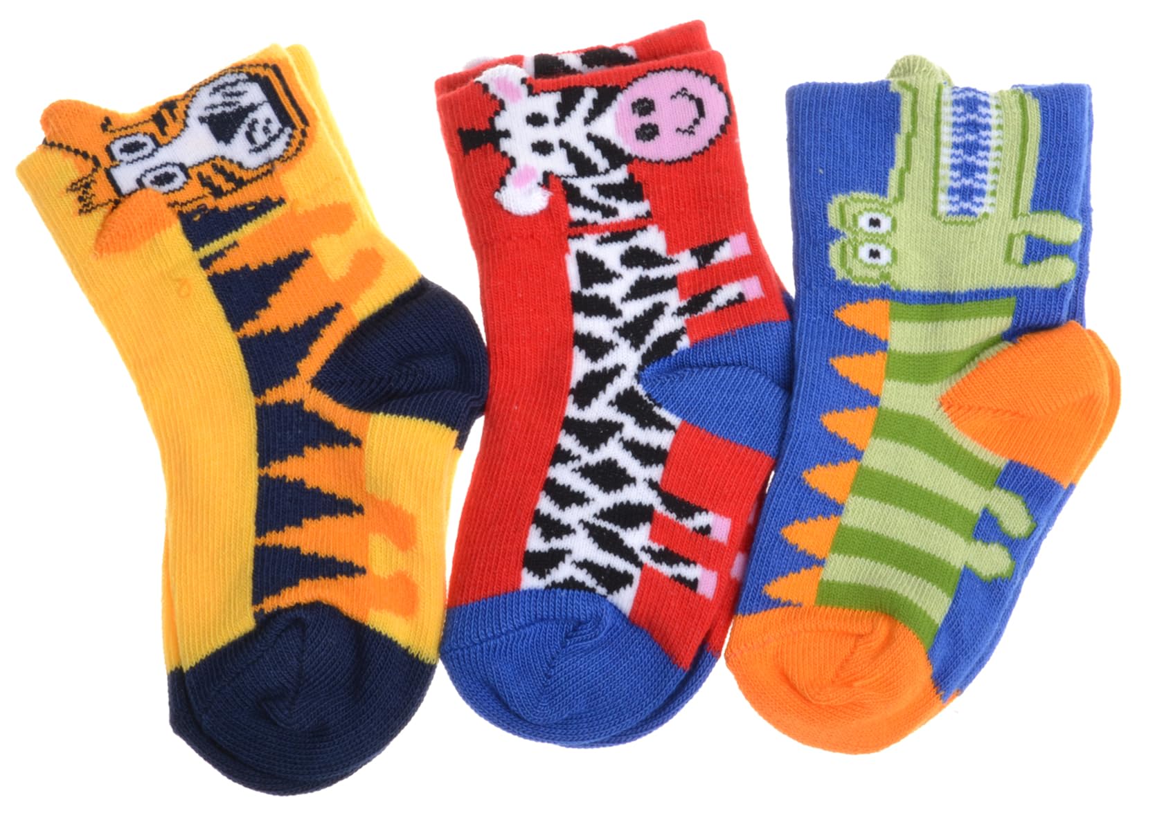 Wb Socks Red 3 Pairs Of Tiger, Zebra & Crocodile Baby Socks