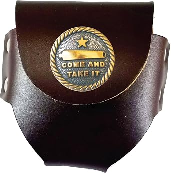 Custom Come And Take It Leather Snuff Can Holder with Snap Closure