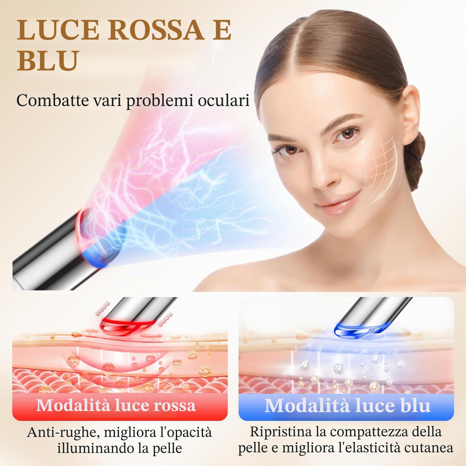 Massaggiatore Occhi, ANLAN Massaggiatore Contorno Occhi, EMS Massaggiatore Viso con 40 °C Impacco Caldo, Vibrazione, EMS, Elimina Occhiaie, Gonfiori e Rughe Oculari(Bianco)