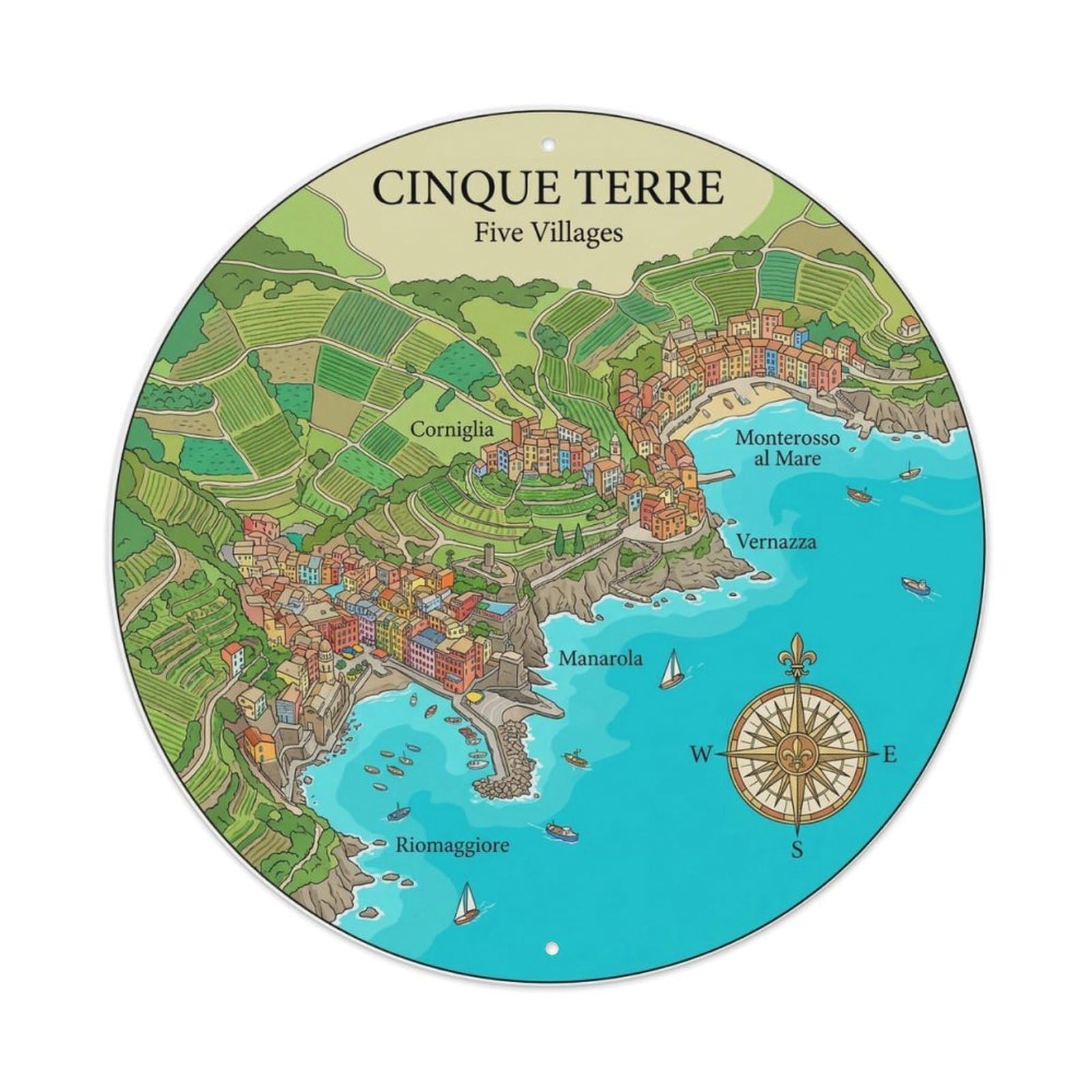 Vintage Travel Cinque Terre Italy Faithfulness Metal Tin Sign