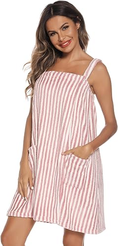 Miniatura 3 de Veseacky Toalla de baño para mujer con bolsillo ajustable y diadema facial S-3XL