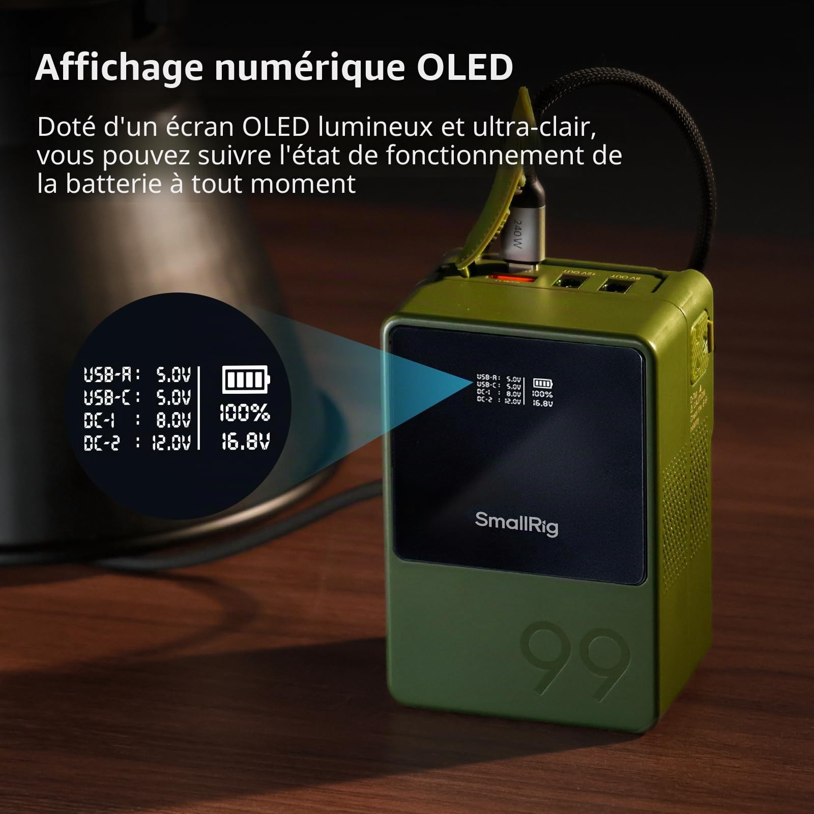 SMALLRIG VB99 V Mount 99Wh 6800mAh PD 100W D-Tap OLED Vert