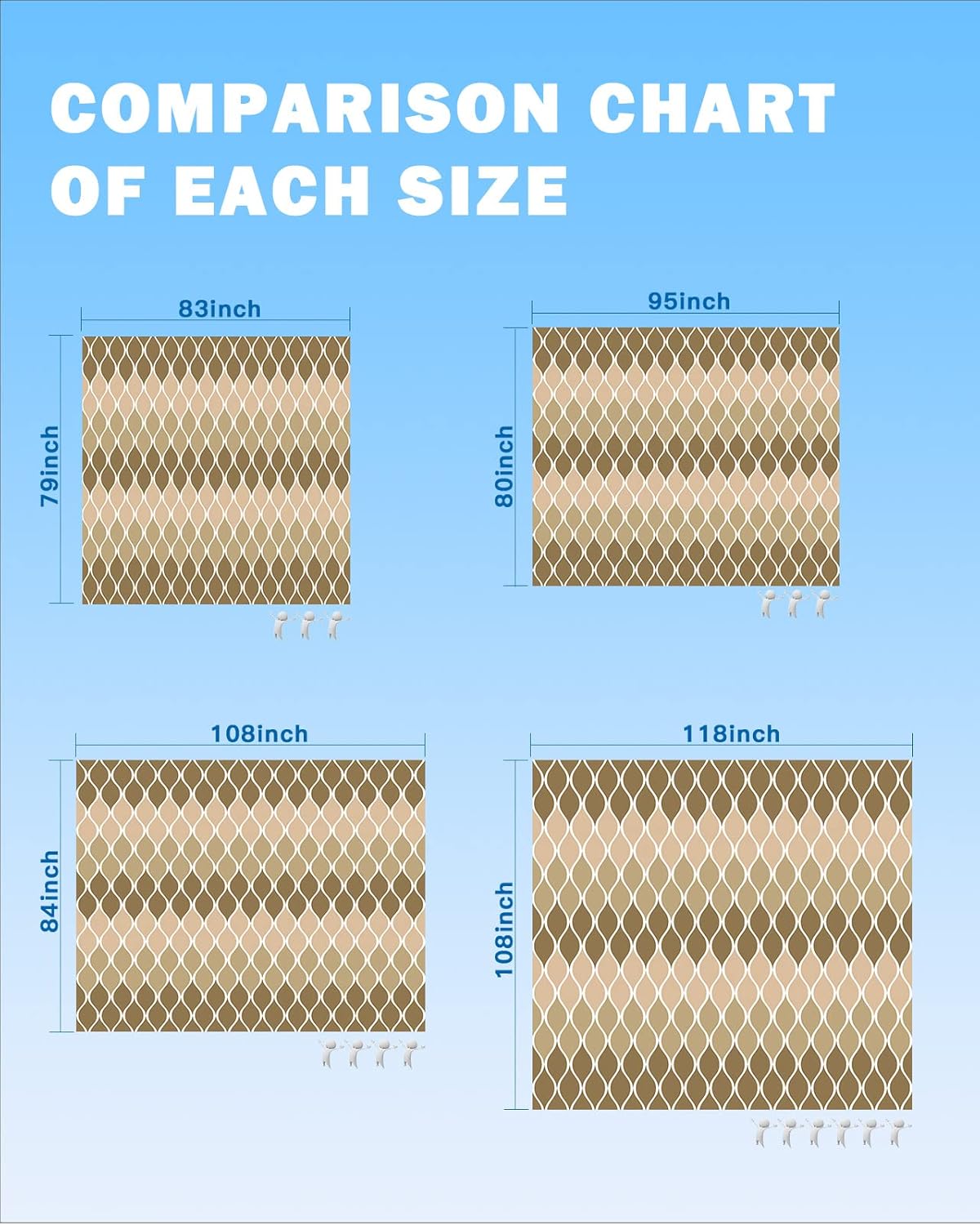 Modern Ombre Brown Chevron Beach Blanket Waterproof Sandproof Outdoor Picnic Mat 118"x108" Vintage Curve Lightweight Large Beaach Blankets with 4 Stake & 4 Corner Pockets