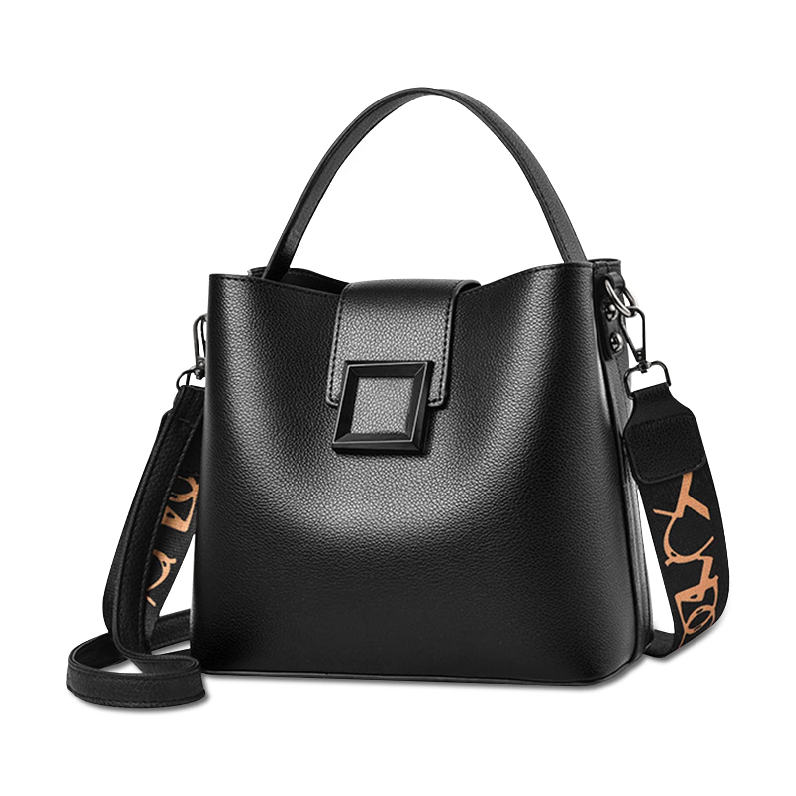 NICOLE & DORIS Borsa a Secchiello Borse a Mano da Donna Borse a Tracolla in PU Pelle Elegante Borsa Delle Signore Leggero Borse a Spalla con Due Spallacci Nero