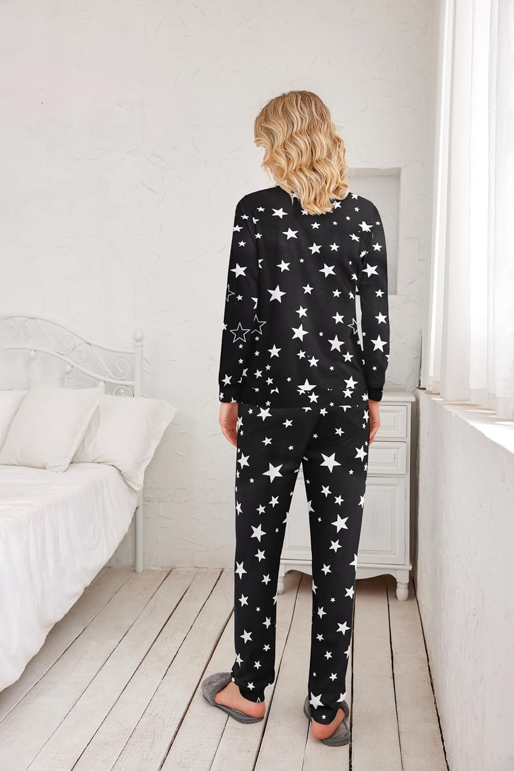 Ekouaer Womens Jogger Pajama Sets Long Sleeve Sleepwear Round Neck Nightwear Soft Pjs Lounge Sets with Pockets - Image 3