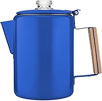 Vista 1 de COLETTI Bozeman Blue Percolator Cafetera — Cafeteras de Camping — La Percoladora Favorita para Camping — SIN Aluminio o Plástico [9 tazas, Azul]