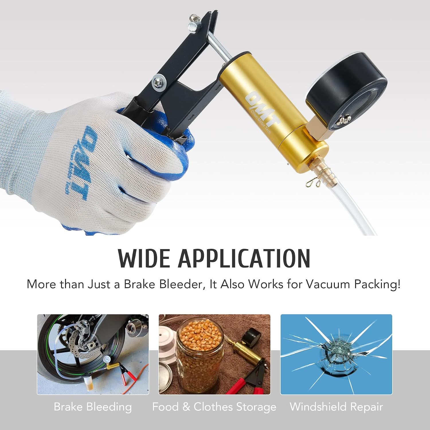 Brake Bleeder Kit Hand Vacuum Pump, Brake Fluid Bleeder Kit with Pressure Gauge Brake Bleeder Adapters Reservoir Hoses for Brake Fluid Power Steering, Handdeld Vacuum Pump Brake System Bleeding Tools