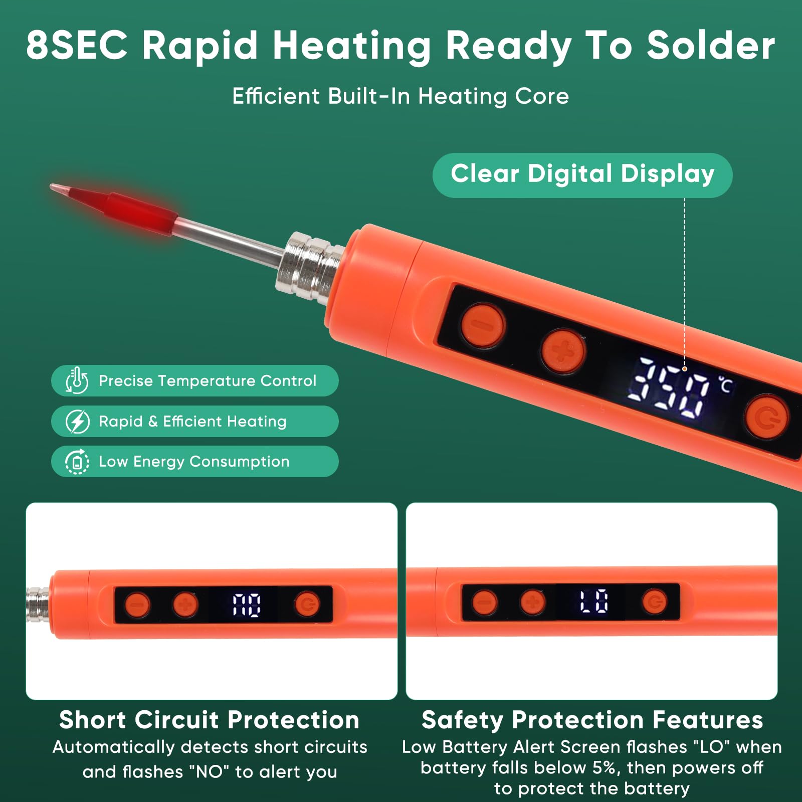 Kit saldatore senza fili, penna per saldatura con schermo OLED per riparazione elettronica, include 3 punte e filo di saldatura senza piombo