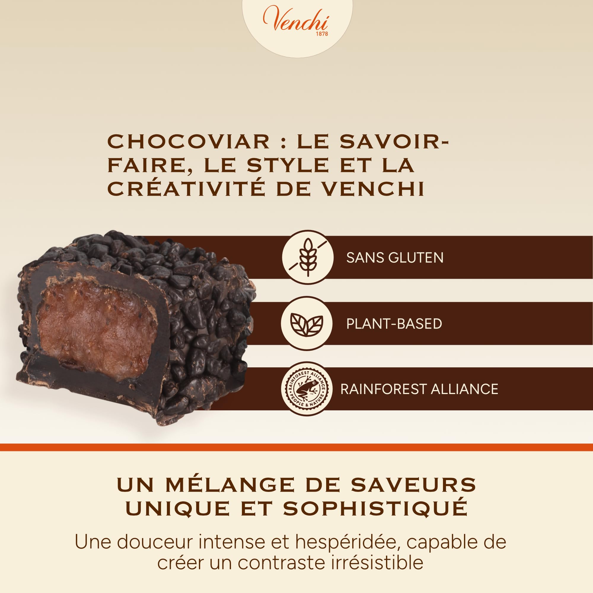 Venchi - Chocoviar Arancia - Chocolat Extra Noir Fourré à l’Orange Sanguine, 1 kg - Sans Gluten - Végétalien