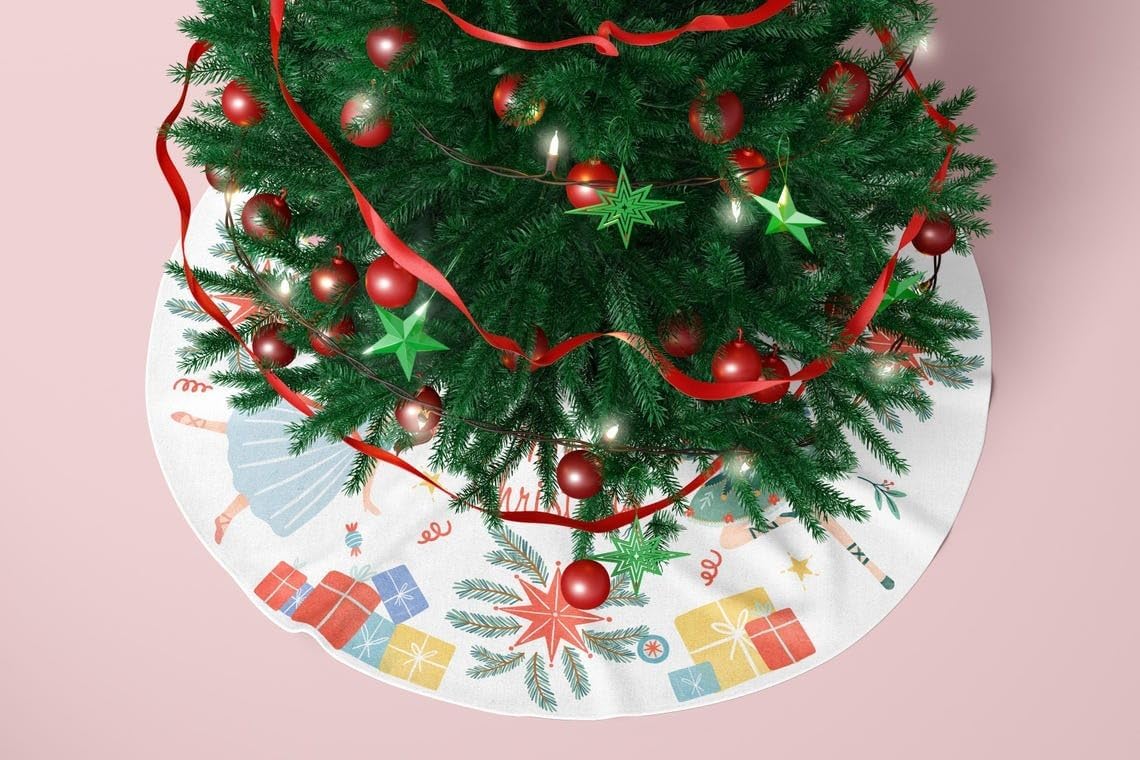 Christmas Tree Skirt, Personalized Christmas Tree Home Decor, Christmas Tree Cover, Custom Tree Skirt, Christmas Decoration (Style 1)