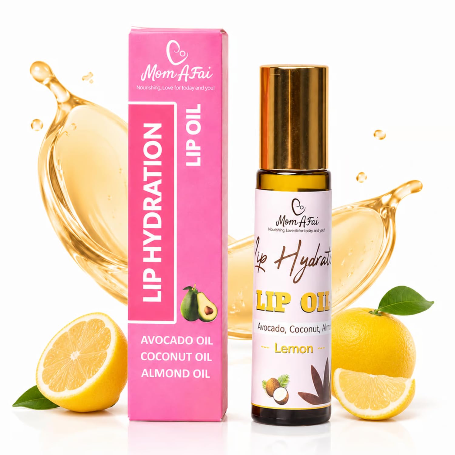 Unisex Lip Oil – Lemon, 10ml | Natural Lip Moisturizer for Men & Women | Glossy, Soft Lips | Long-Lasting Hydration & Healing | Nourishing Lip Care Oil with Avocado, Almond & Coconut-image-1