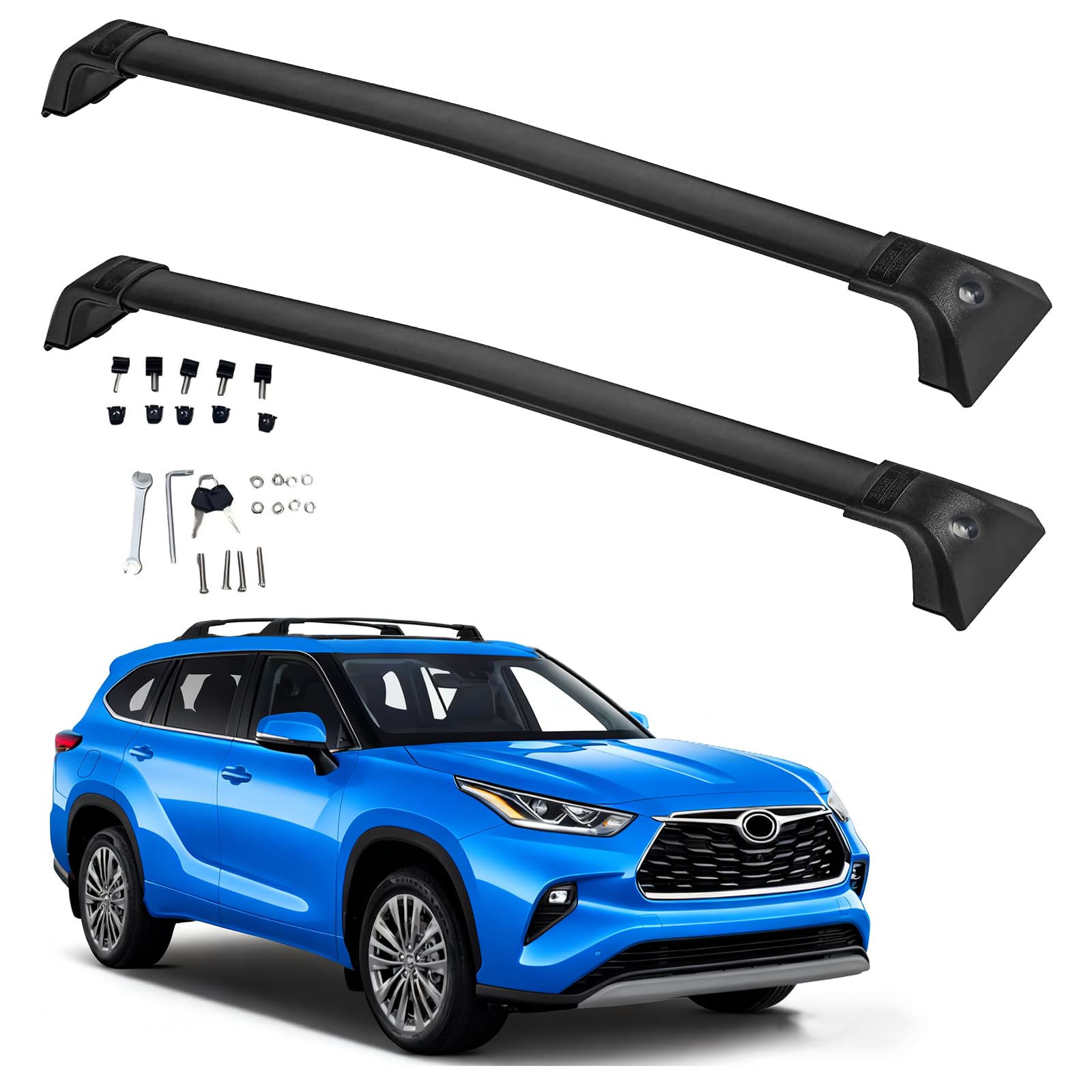 Zorik Locking Roof Rack Cross Bars for Toyota Highlander 2020-2024 L/LE (No Side Rails), 260 lbs Capacity, No-Drill Installation for Cargo and Sports Gear