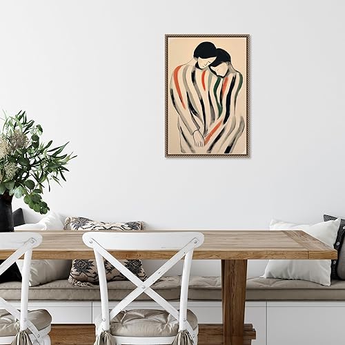 Miniatura 10 de Amanti Art Framed Canvas Wall Art Print (23x33) Intimate Embrace Man and Woman by Treechild Float Framed Canvas Art for Wall Decor, Living Room,