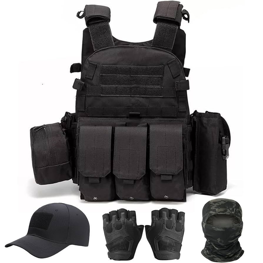 VPZenar Tactical Airsoft Vest and Cap,Gloves,Balaclava for