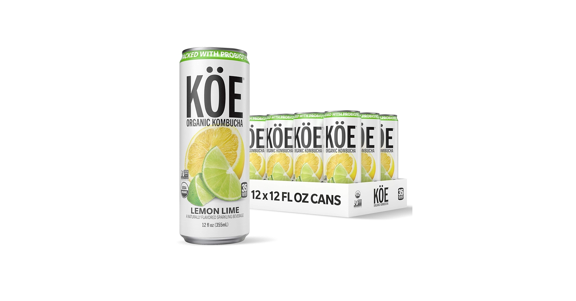 Amazon.com : KÖE Organic Kombucha Cans, Lemon Lime, 12