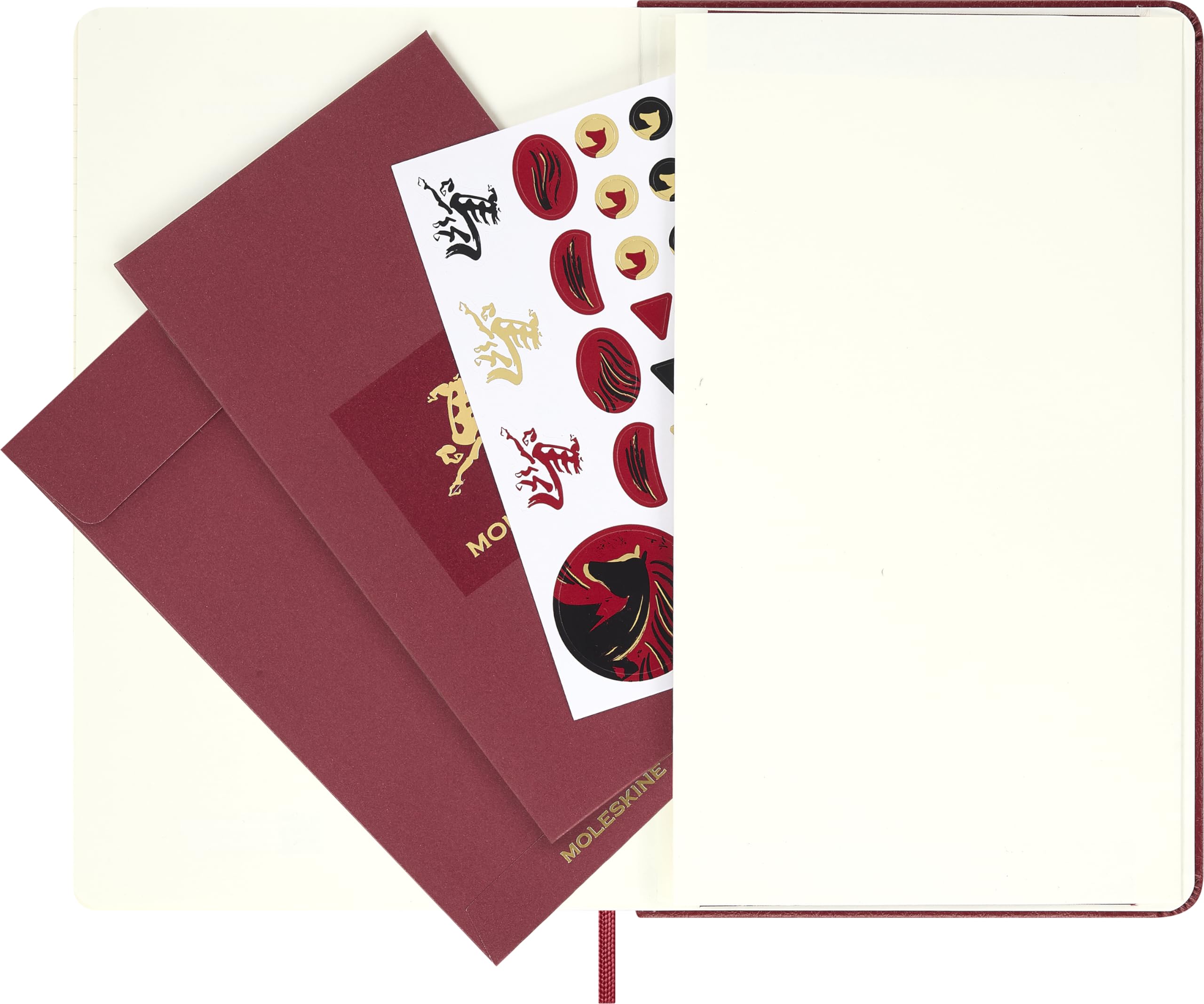 Moleskine Cuaderno Rayado Año del Caballo – Cubierta Dura Certificada VEGEA® en Rojo, Tamaño Large 13 x 21 cm, con Caja de Regalo Reutilizable