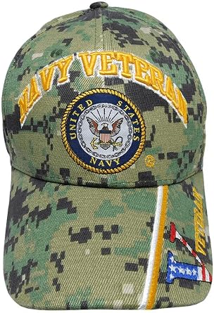 Official Navy Licensed Cap Navy Veteran & Navy Emblem NWU III Camo HAT
