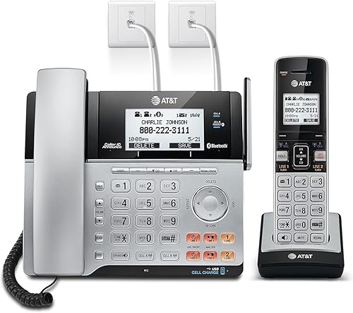 Teléfono AT&T DECT 6.0 con identificador de llamadas y llamada en espera, Plateado/Negro