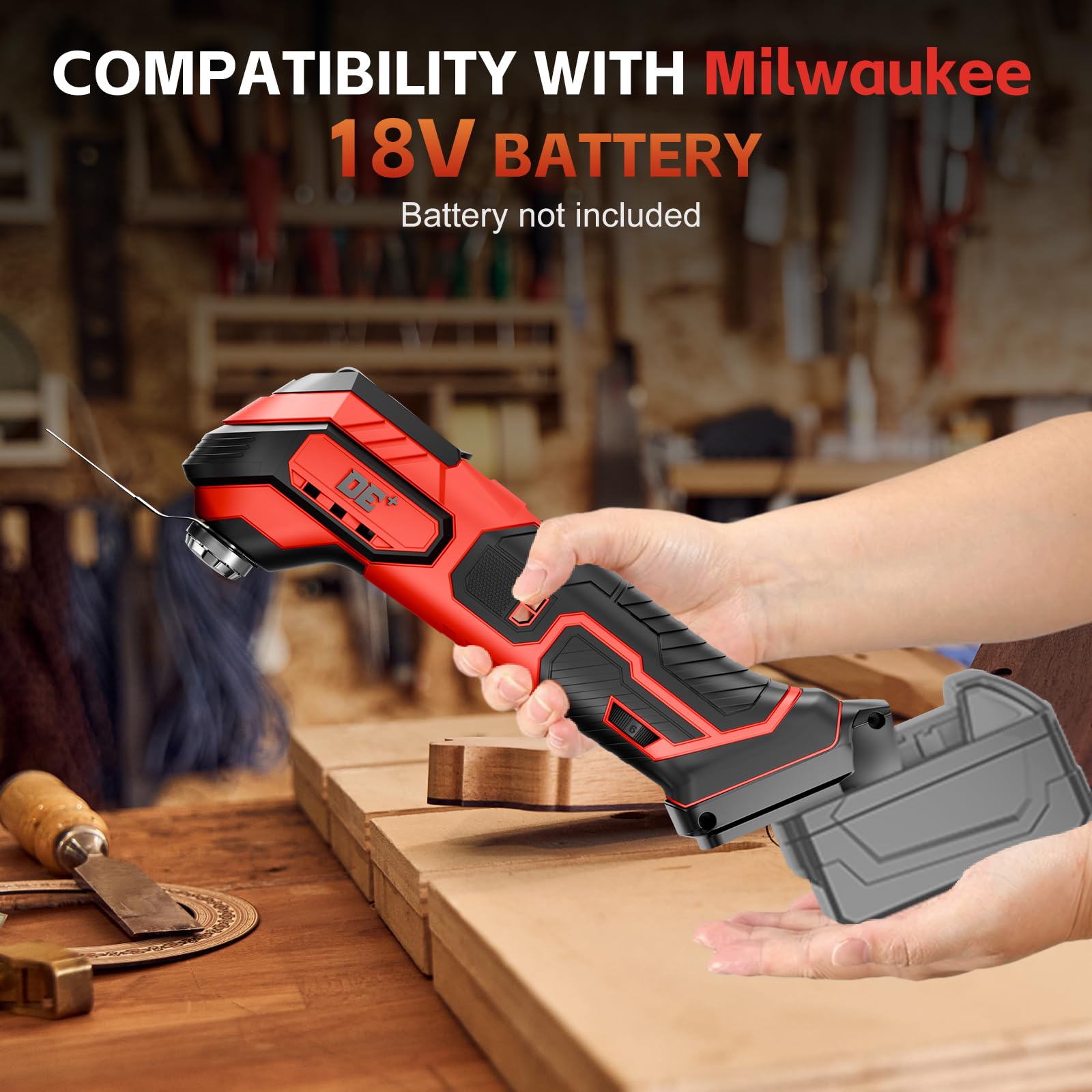 DeForce Kit multiherramienta oscilante para batería Milwaukee Max para raspar, lijar, cortar madera (sin batería)