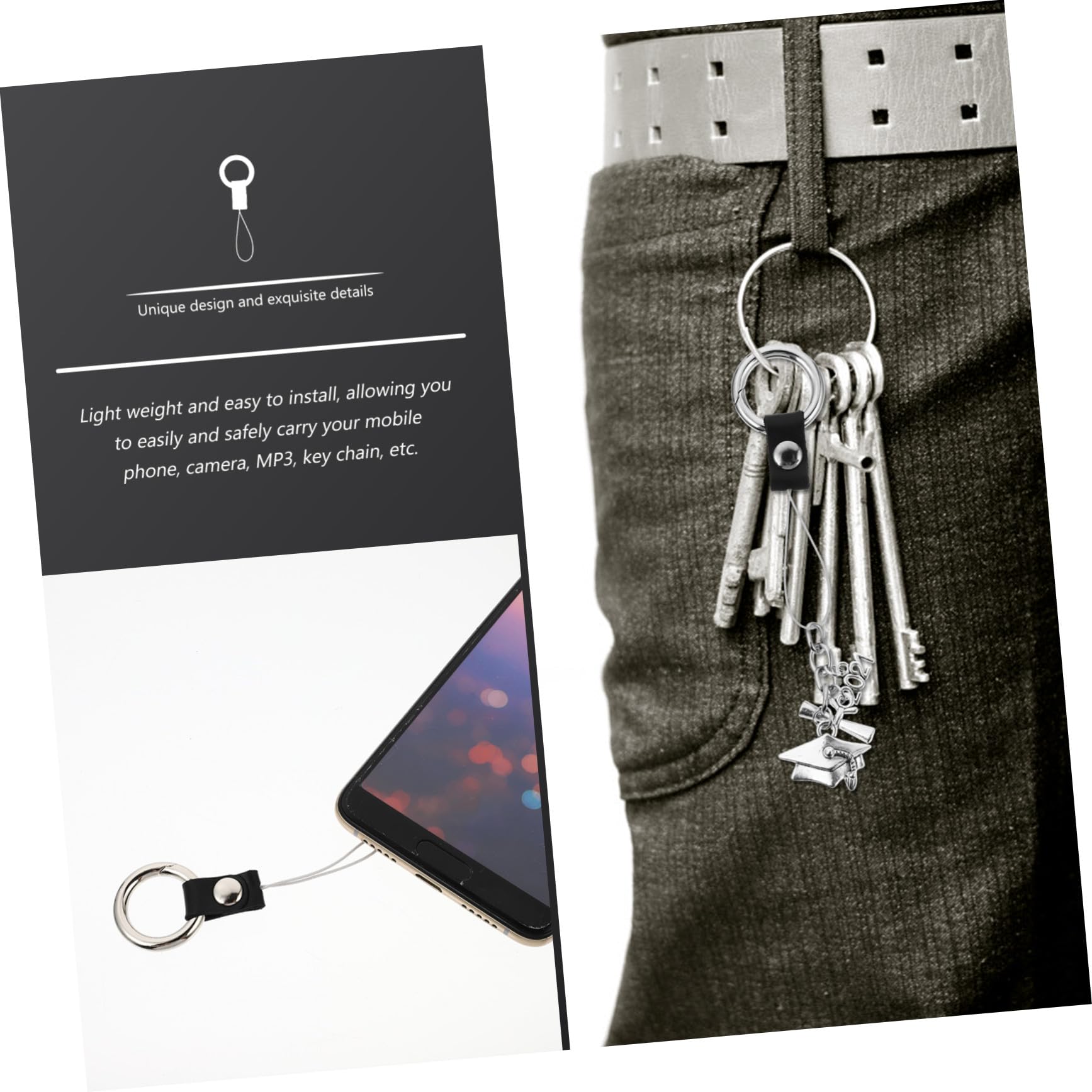 Praktisches Handgelenk-lanyard Mit Ring Aus Strapazierfähigem Leichter Telefon-armband-trageschlaufe Zum Sicheren Halten Von Handy Kamera Und Schlüssel Einfache Montage Schwarz