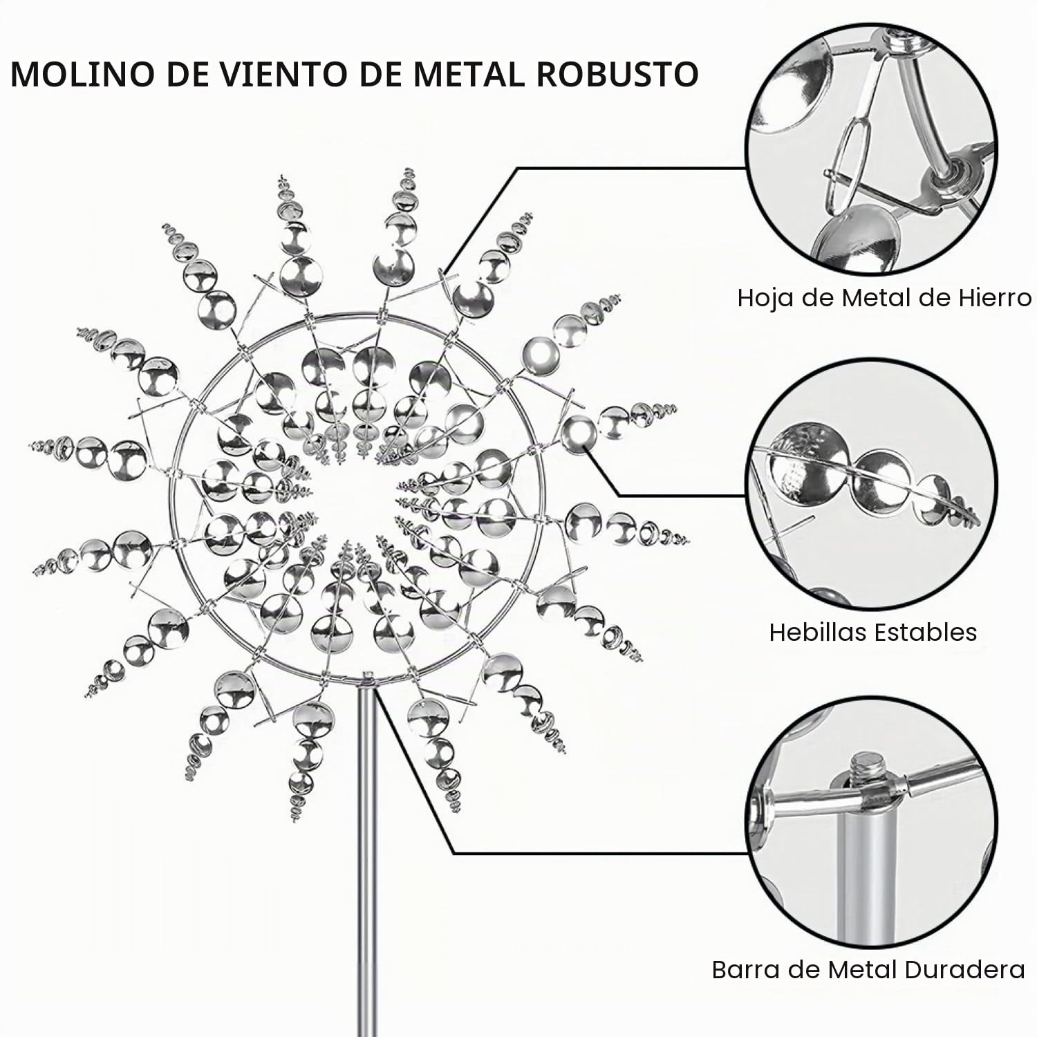 Molino de Viento de Metal, 3D Molino de Viento de Metal único y Mágico, Hilandera de Viento Jardín para Terrazas al Aire Libre, Patio, Césped
