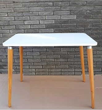 Depolife Wooden Leg Kitchen Living Room Dining Table 60X90 Cm Hornbeam Solid Foot White Desk