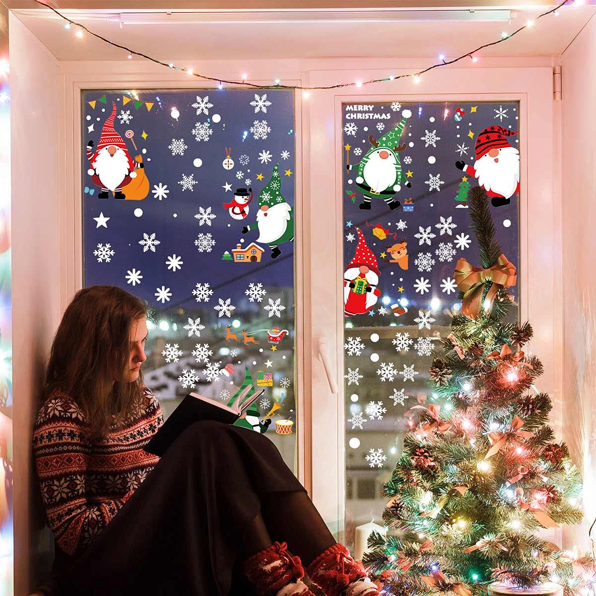 Noël Autocollant Fenetre Décoration Noël Grand Père Noël