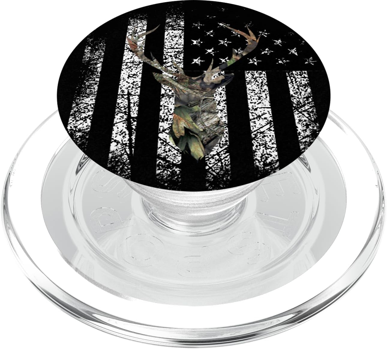 Deer Buck Hunting USA Flag Brown Camouflage Black PopSockets PopWallet for MagSafe